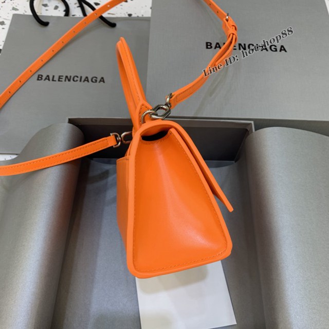 Balenciaga專櫃新款mini號手提肩背女包原單沙漏包 巴黎世家平紋橙色橙扣沙漏包 fyj1402